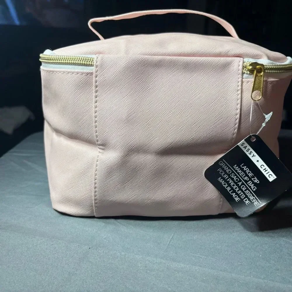 New Blush Pink Women's Travel Cosmetic Bag with Top Handle